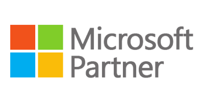 Microsoft Partner is shown in grey to the right of a square consisting of four smaller squares, one in red, green, yellow and blue