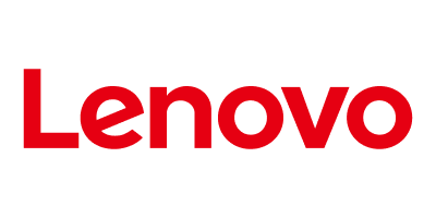 Lenovo is written in capital letters in a bright red colour