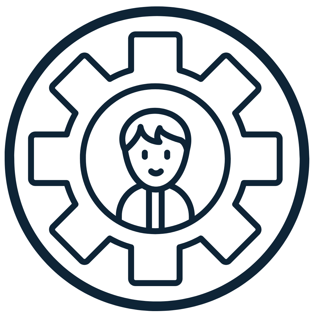 An image of an icon showing a person in the centre of a cog portraying an adaptable meaning